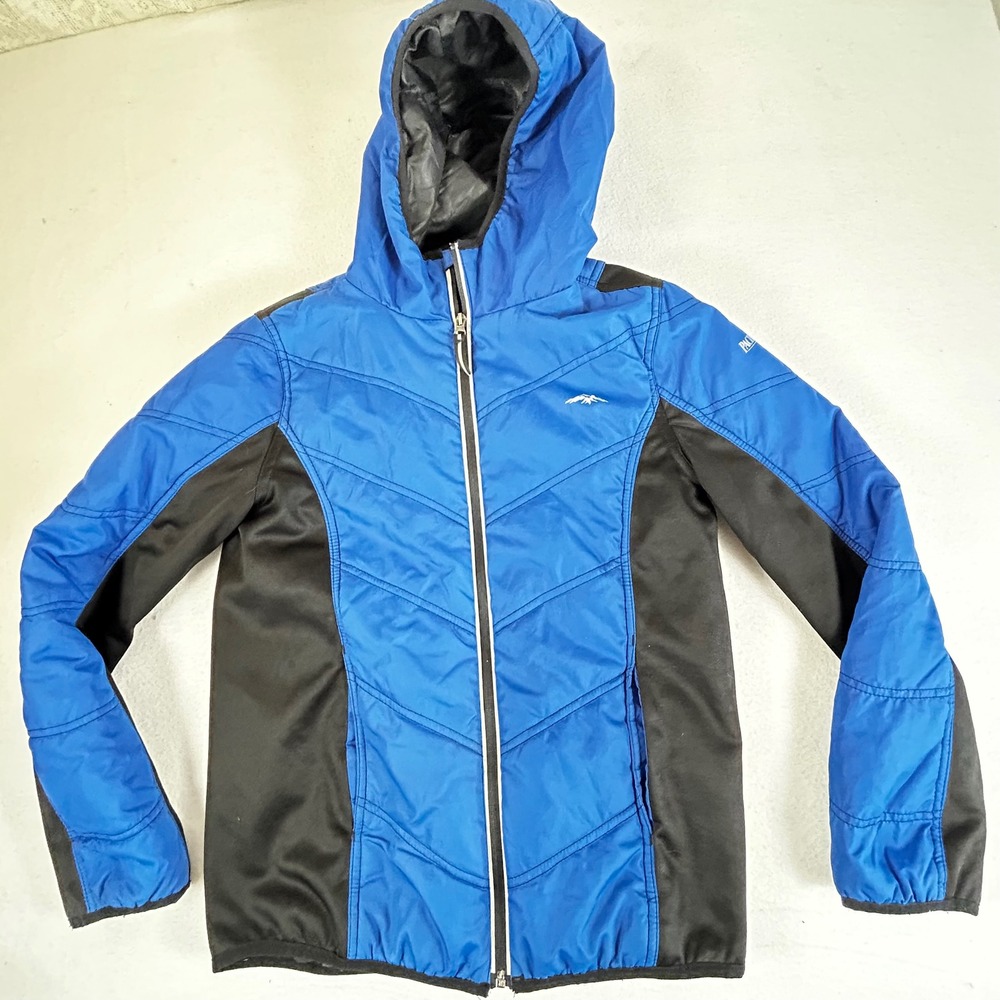 Pacific Trail Kids Blue Black Puffer Hooded Jacket Size L 14 16 Winter Coat